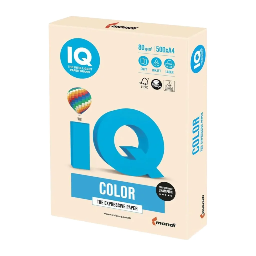 Папір IQ color А4 pastel, 80g 500sheets, Creamy Mondi (CR20/A4/80/IQ)