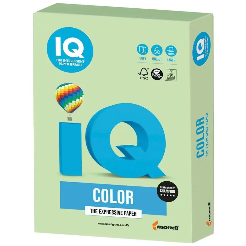Папір IQ color А4 pastel, 80g 500sheets, Green Mondi (MG28/A4/80/IQ)