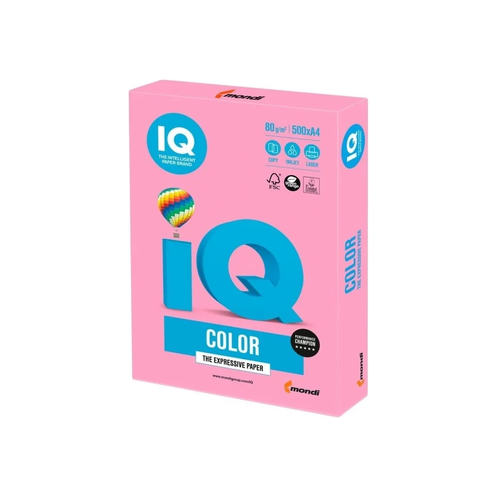 Папір IQ color А4 pastel, 80g 500sheets, Pink Mondi (PI25/A4/80/IQ)