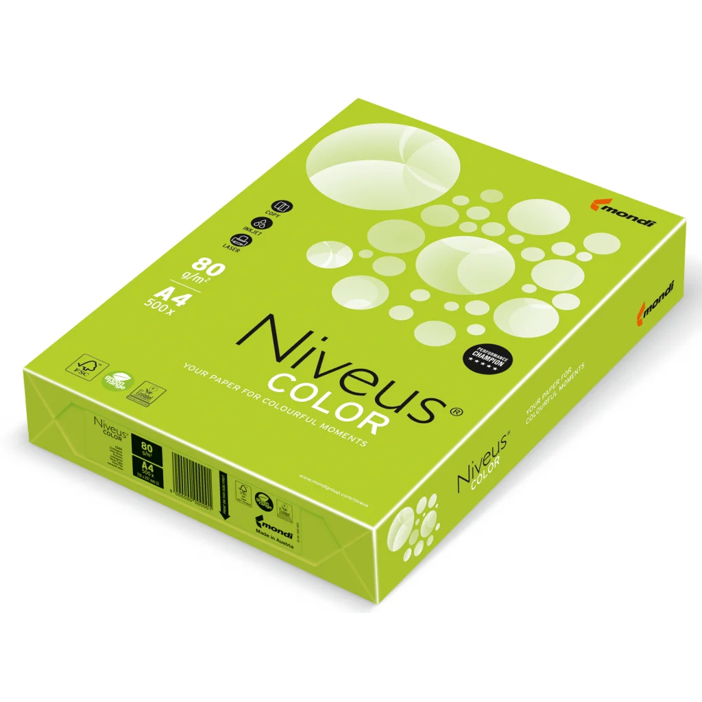 Папір Niveus COLOR intensive Lime A4, 80g, 500sh Mondi (A4.80.NVI.LG46.500)