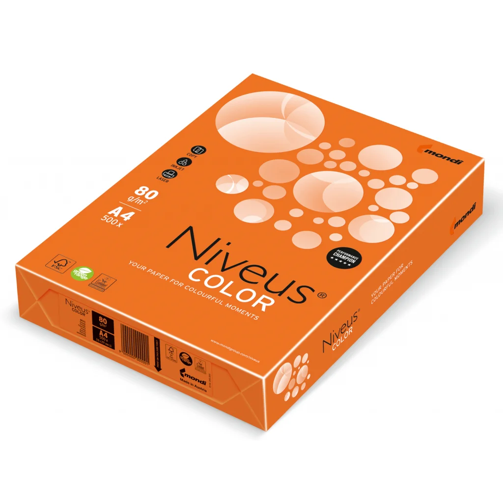 Папір Niveus COLOR intensive Orange A4, 80g, 500sh Mondi (A4.80.NVI.OR43.500)