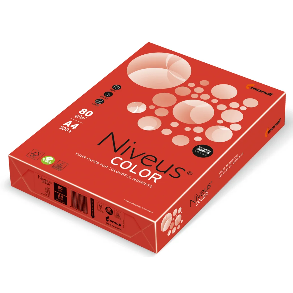Папір Niveus COLOR intensive Red A4, 80g, 500sh Mondi (A4.80.NVI.CO44.500)
