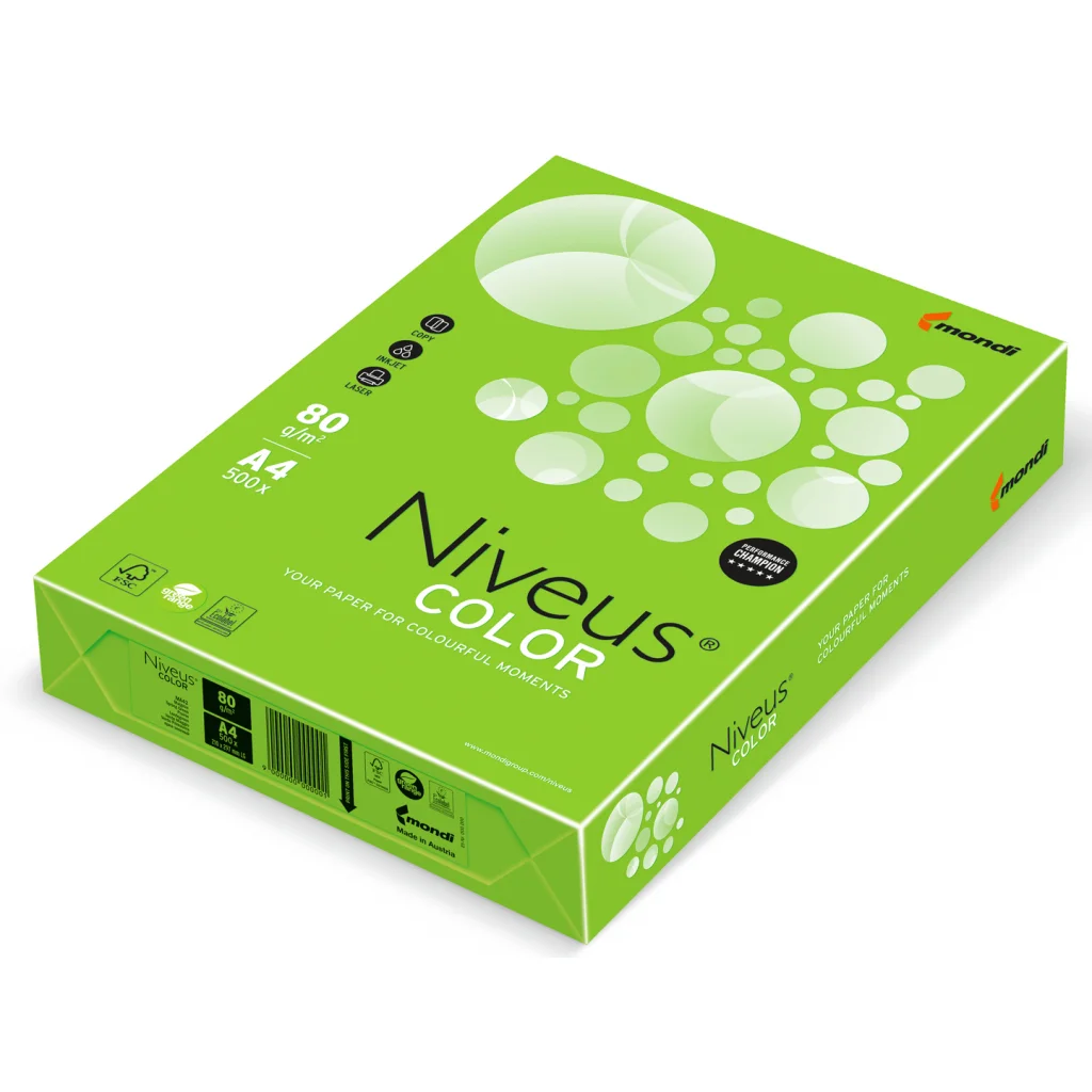 Папір Niveus COLOR NEON Green A4, 80g, 500sh Mondi (A4.80.NVN.NEOGN.500)