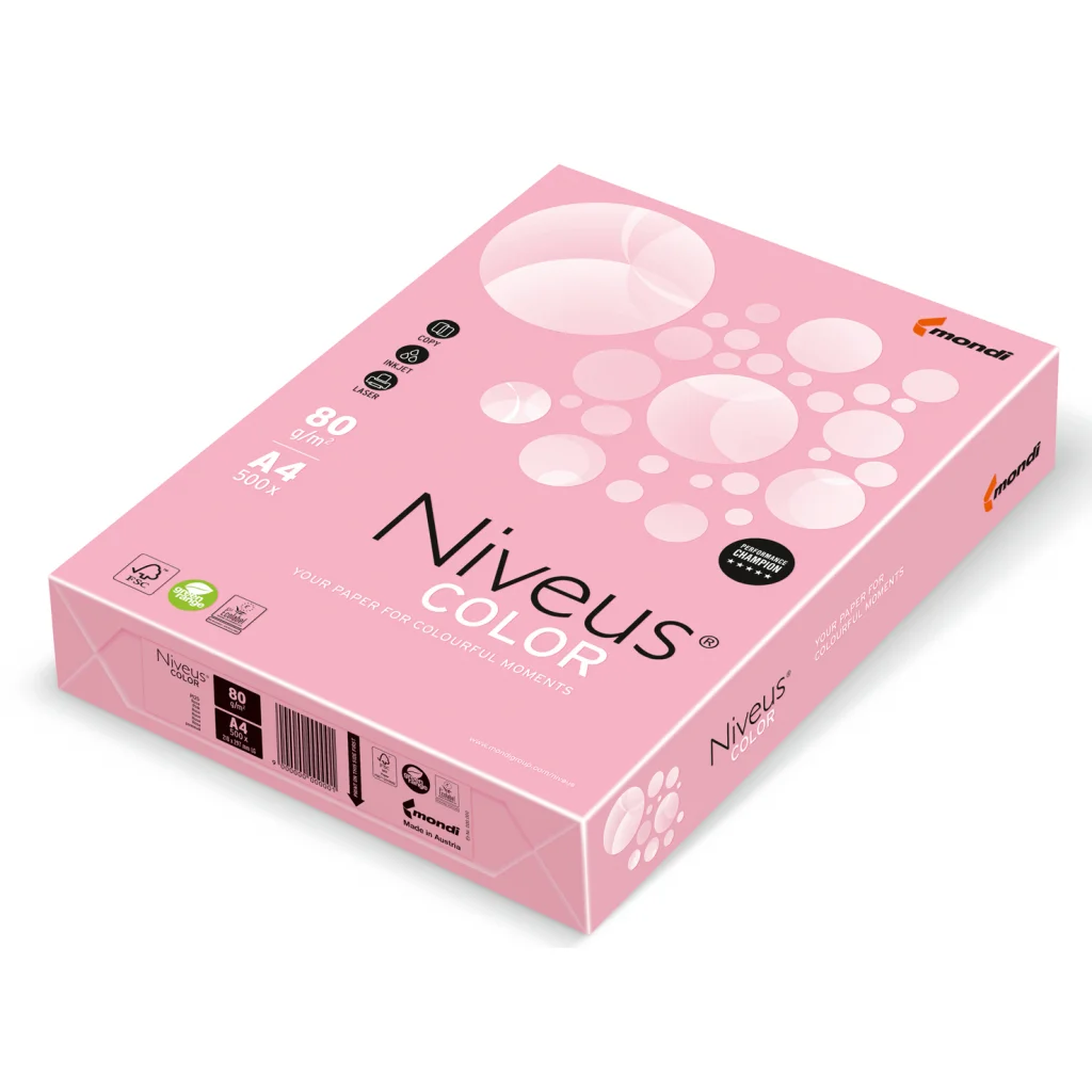 Папір Niveus COLOR Pastel Pink A4, 80g, 500sh Mondi (A4.80.NVP.PI25.500)