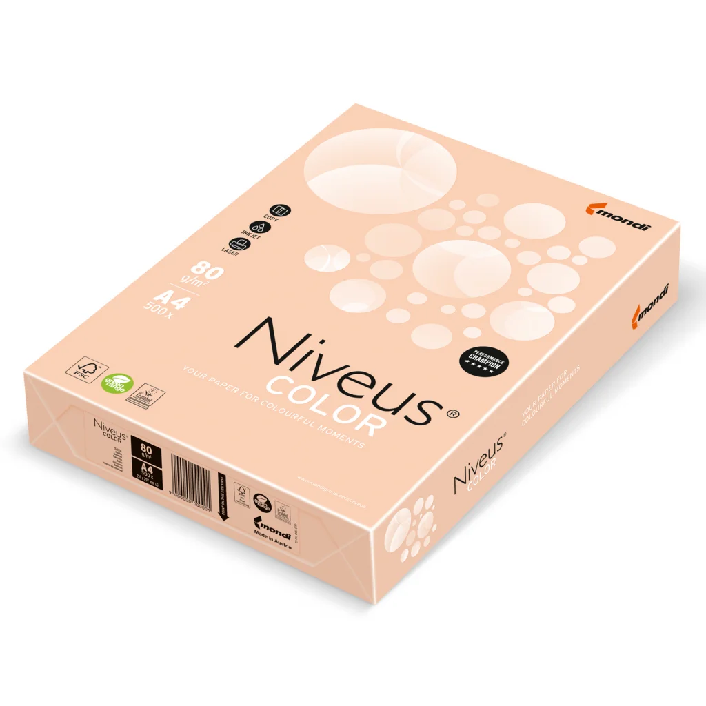 Папір Niveus COLOR Pastel salmon A4, 80g, 500sh Mondi (A4.80.NVP.SA24.500)