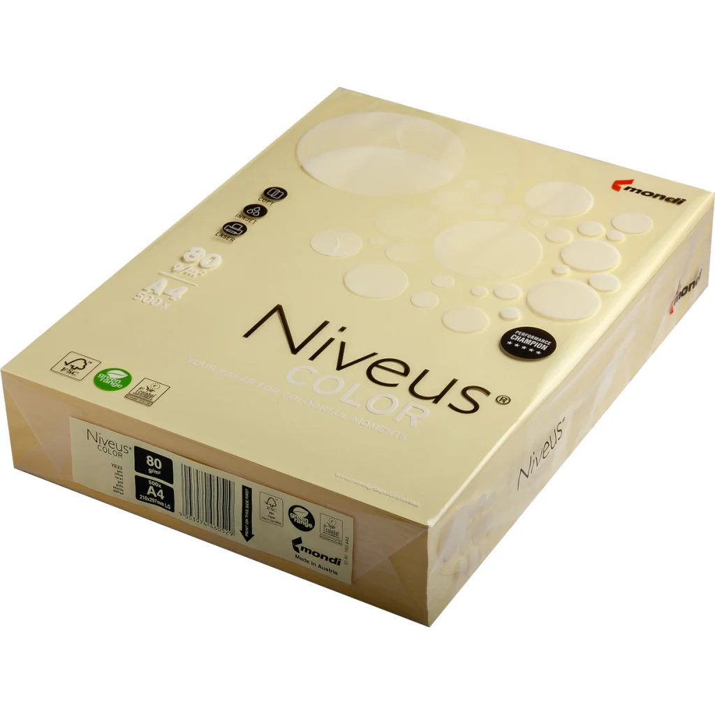 Папір Niveus COLOR Pastel Yellow A4, 80g, 500sh Mondi (A4.80.NVP.YE23.500)