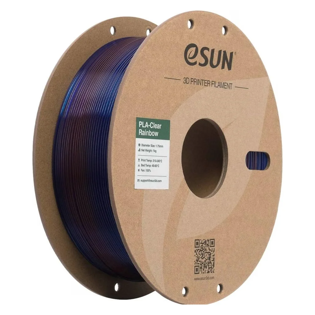 Пластик для 3D-принтера eSUN PLA Clear Rainbow 1,75mm 1kg Transl BLUE PURPLE (PLA-CLRB175T-UZ1P1)