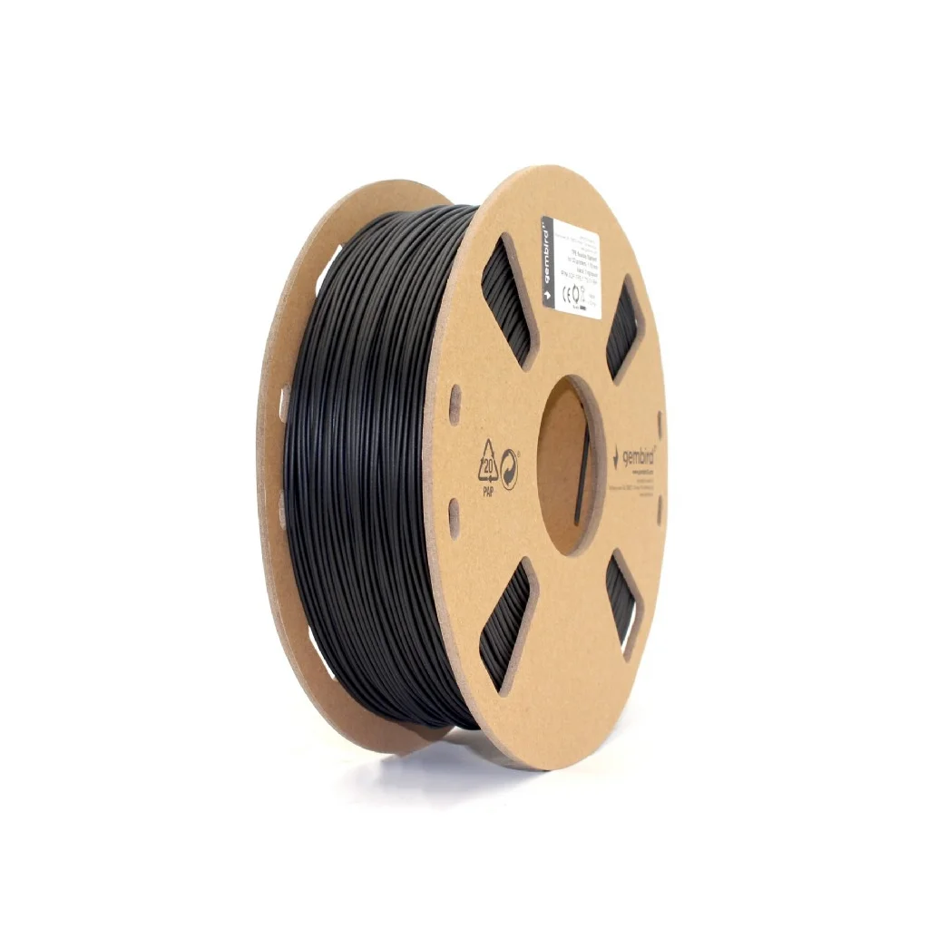 Пластик для 3D-принтера Gembird TPE, 1.75 мм, Black, 1kg (3DP-TPE1.75-01-BK)