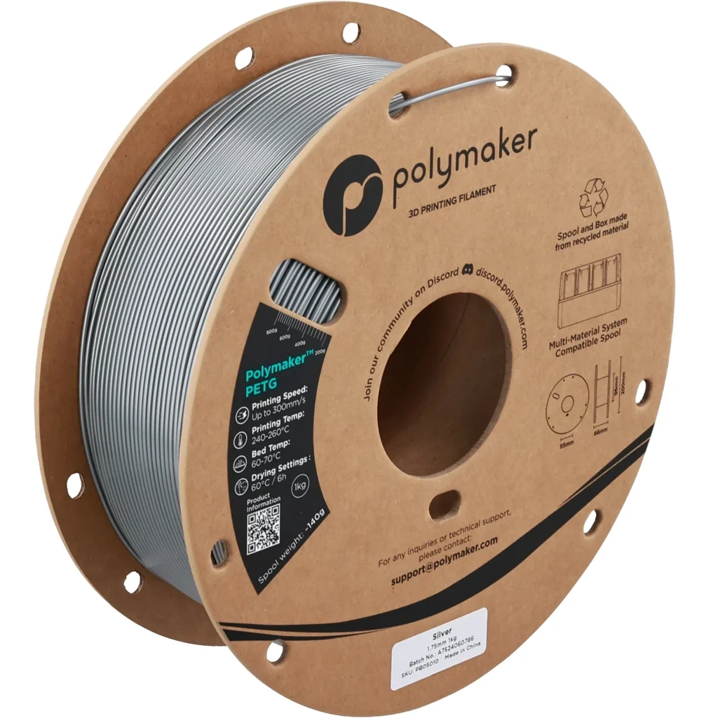 Пластик для 3D-принтера Polymaker PETG 1,75mm 1kg SILVER (PB05010)