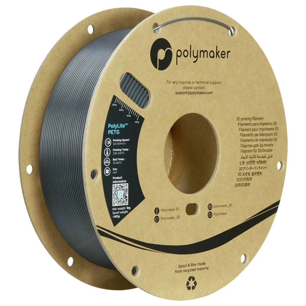 Пластик для 3D-принтера Polymaker PETG POLYLITE 1,75mm 1kg DARK GREY (PB01056)