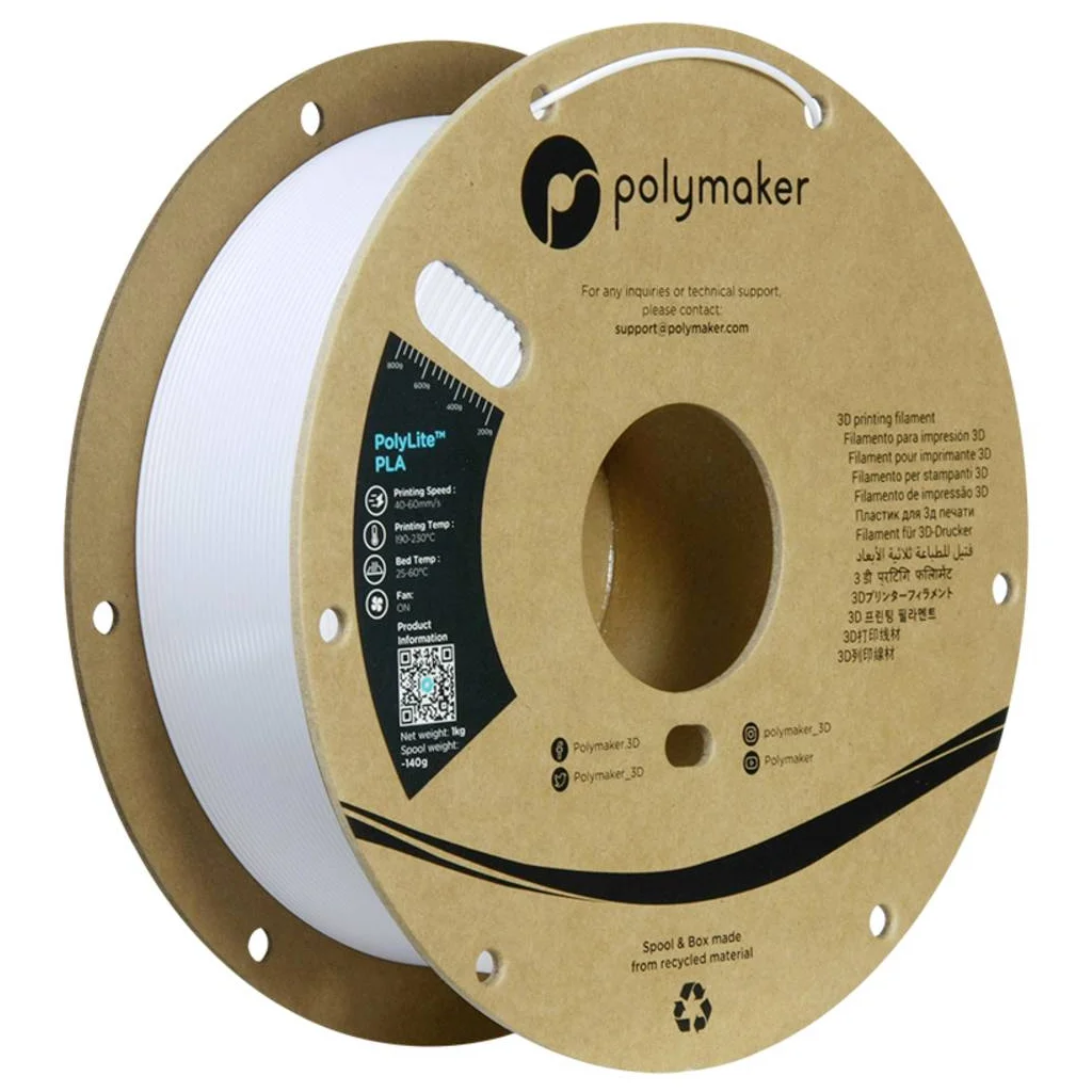 Пластик для 3D-принтера Polymaker PLA POLYLITE 1,75mm 1kg WHITE, COLD (PA02096)