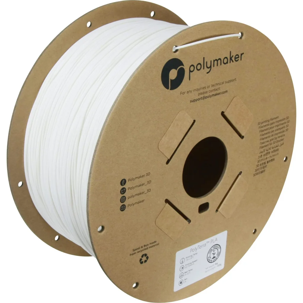 Пластик для 3D-принтера Polymaker PLA PolyTerra 1,75mm 3kg WHITE, COTTON (PA04008)