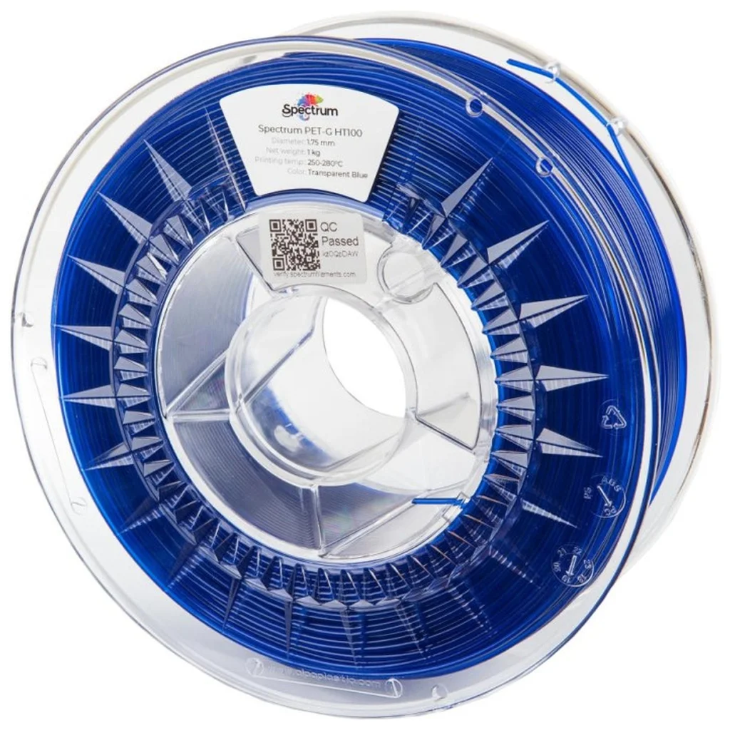 Пластик для 3D-принтера Spectrum PET-G HT100 1.75mm 1kg TRANSPARENT BLUE (80403)