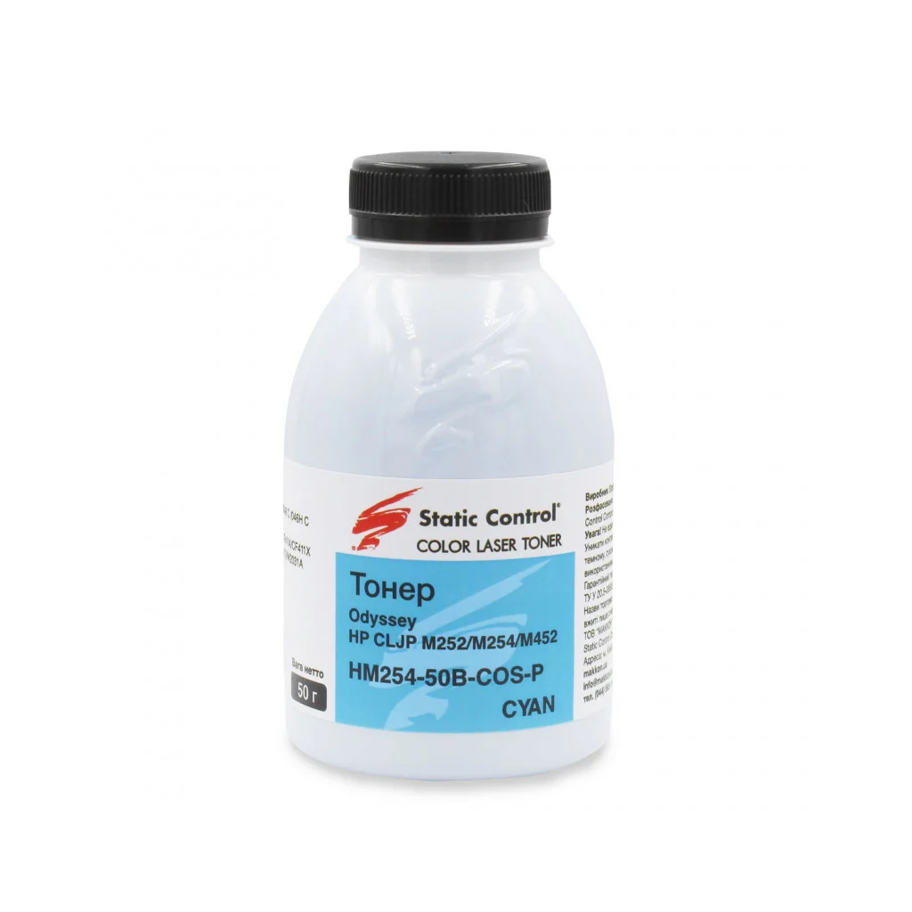 Тонер HP CLJP M252/M254/M452 50г cyan, фасовка Static Control (HM254-50B-COS-P)