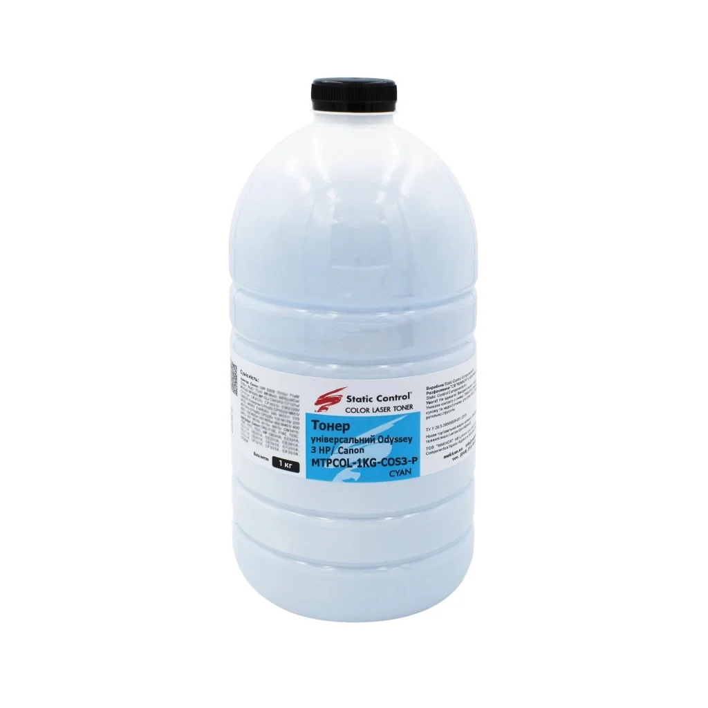 Тонер HP/Canon MPTCOL OS3 1 кг cyan (фасовка) Static Control (MPTCOL-1KG-COS3-P)