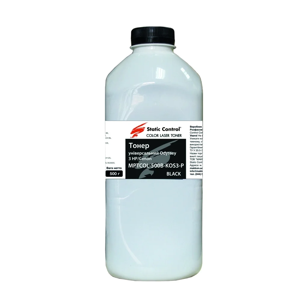Тонер HP/Canon MPTCOL OS3 500г black (фасовка) Static Control (MPTCOL-500B-KOS3-P)