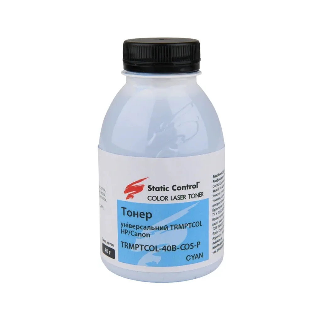 Тонер HP/Canon TRMPTCOL Universal 40г Cyan Static Control (TRMPTCOL-40B-COS-P)