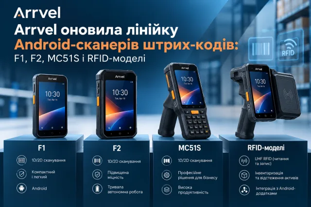 Arrvel оновила лінійку Android-сканерів штрих-кодів: F1, F2, MC51S і RFID-моделі