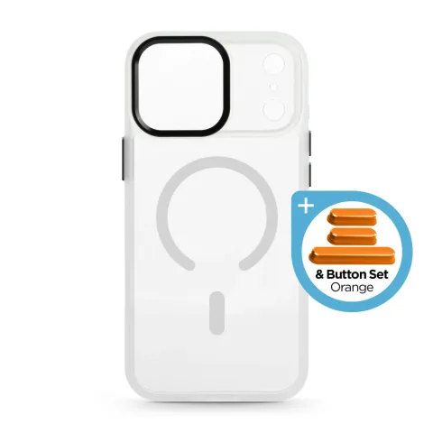 Чохол до мобільного телефона Armorstandart Unit-C MagCase Apple iPhone 17 Pro Matte Clear + Orange Button Set (ARM90586)