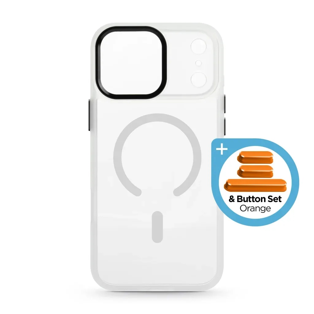 Чохол до мобільного телефона Armorstandart Unit-C MagCase Apple iPhone 17 Pro Max Matte Clear + Orange Button Set (ARM90590)