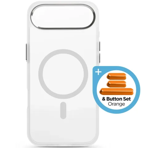 Чохол до мобільного телефона Armorstandart Unit MagCase Apple iPhone 17 Air Clear Silver + Orange Button Set (ARM90583)