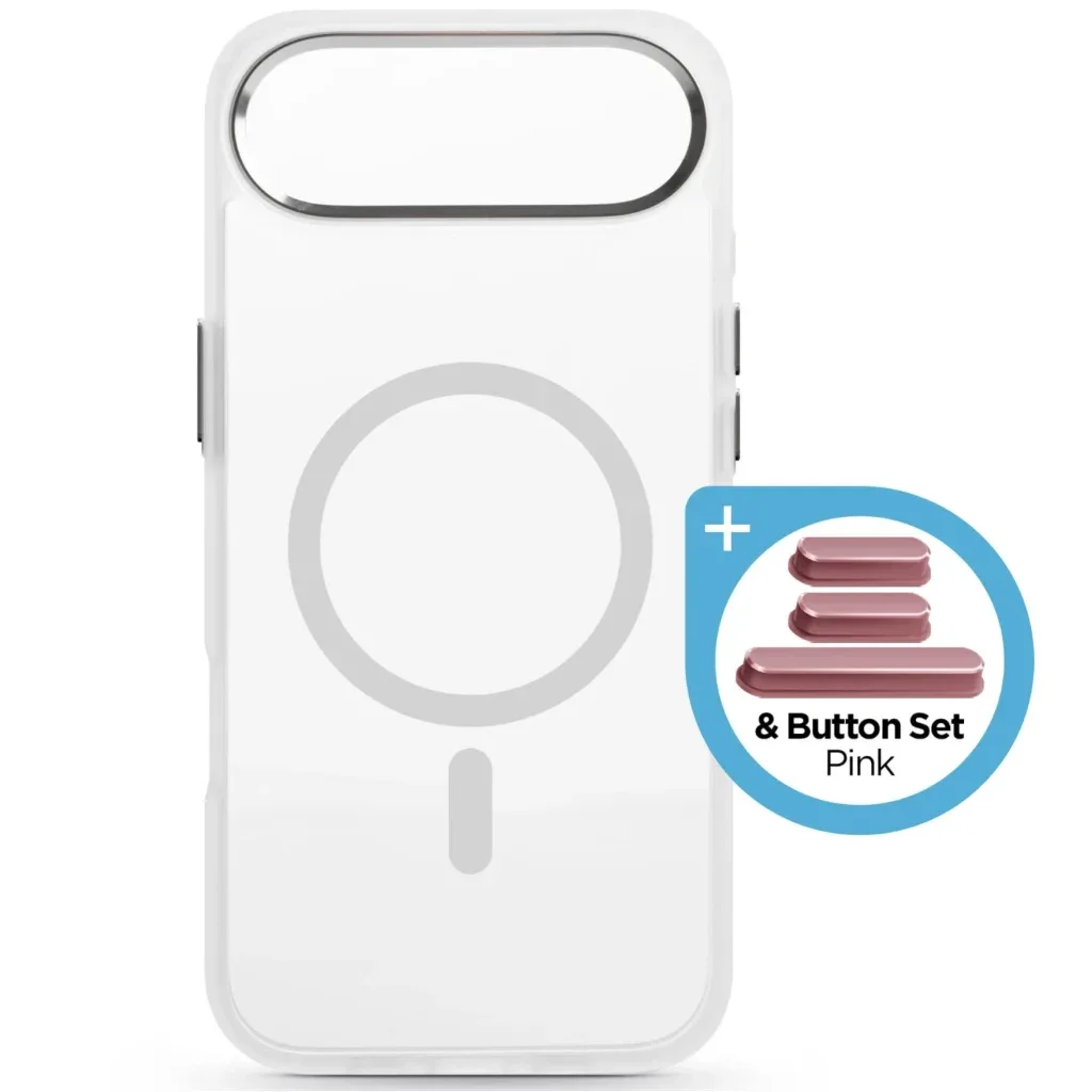 Чохол до мобільного телефона Armorstandart Unit MagCase Apple iPhone 17 Air Clear Silver + Pink Button Set (ARM90584)