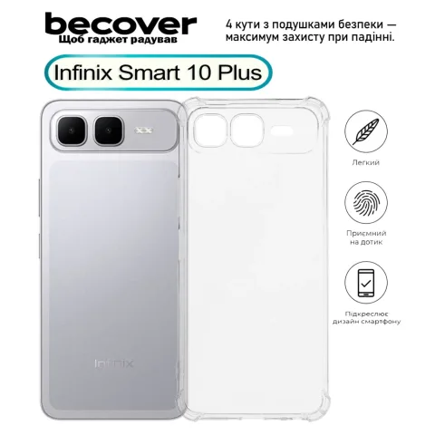 Чохол до мобільного телефона BeCover Anti-Shock Infinix Smart 10 Plus (X6725B) Clear (713801)