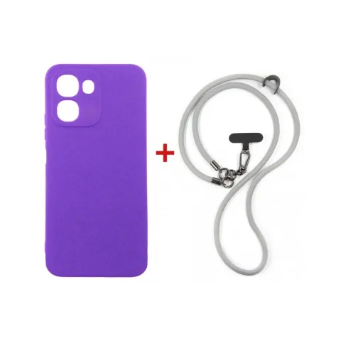 Чохол до мобільного телефона Dengos Case + Cross-body Strap OPPO A6x/A6k 4G Purple+Grey (DG-KM-CCRB-58)