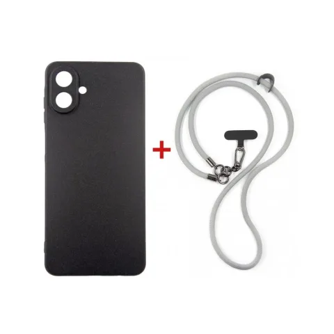 Чохол до мобільного телефона Dengos Case + Cross-body Strap Samsung Galaxy A07 Black+Grey (DG-KM-CCRB-15)
