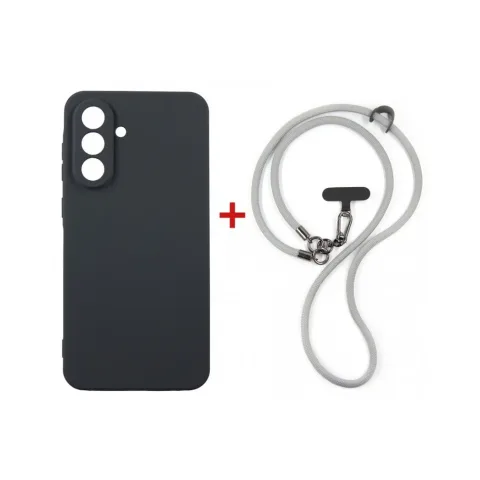 Чохол до мобільного телефона Dengos Case + Cross-body Strap Samsung Galaxy A37 Black+Grey (DG-KM-CCRB-01)