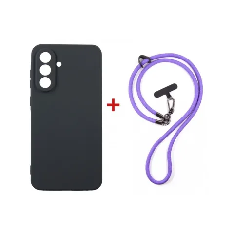 Чохол до мобільного телефона Dengos Case + Cross-body Strap Samsung Galaxy A37 Black+Purple (DG-KM-CCRB-02)