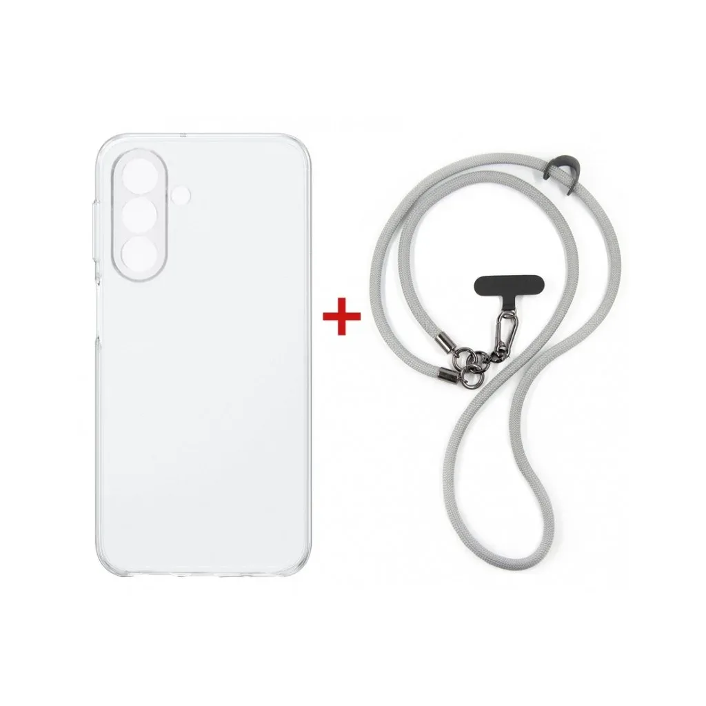 Чохол до мобільного телефона Dengos Cross-body Cover + Strap Samsung Galaxy A57 Clear+Grey (DG-KM-CCRB-07)