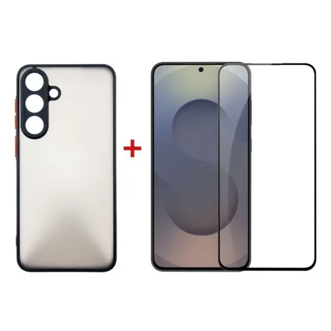 Чохол до мобільного телефона Dengos Matte Kit for Samsung Galaxy S25 FE case + glass Black (DG-KM-168)