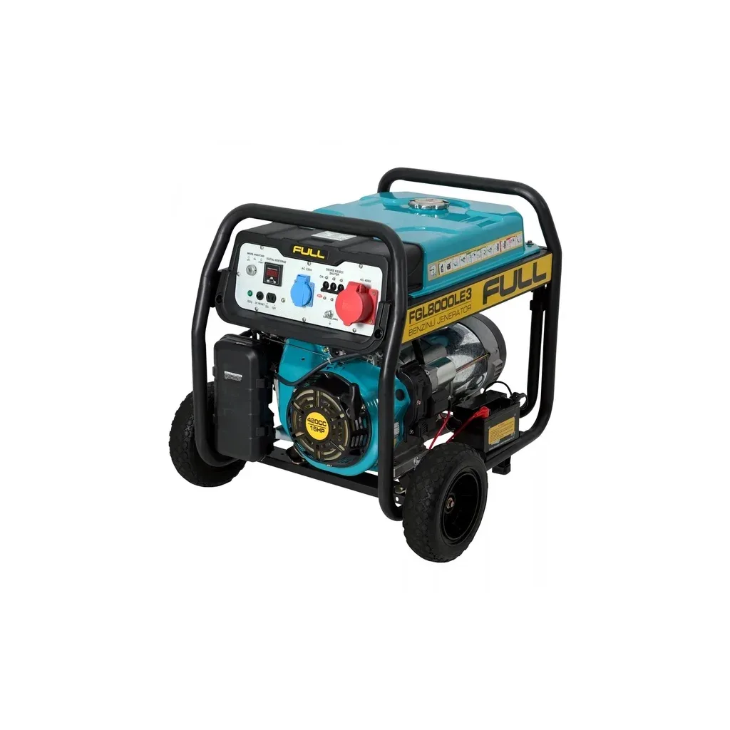 Генератор FULL FGL8000LE3, 3-ф. 380/220V, 8kVA/6,5kW, 25 л, 2.4 л/год, стартер (FGL8000LE3)