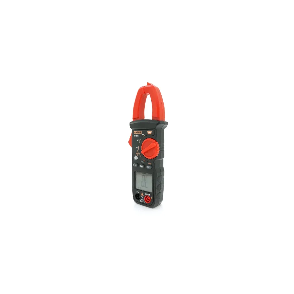 Токові кліщі ANENG ST182 V (AC/DC), A (AC), Ω, C, Hz, °C/°F, Data Hold, продзвонювання, тест діодів, підсвічування. (ST182)