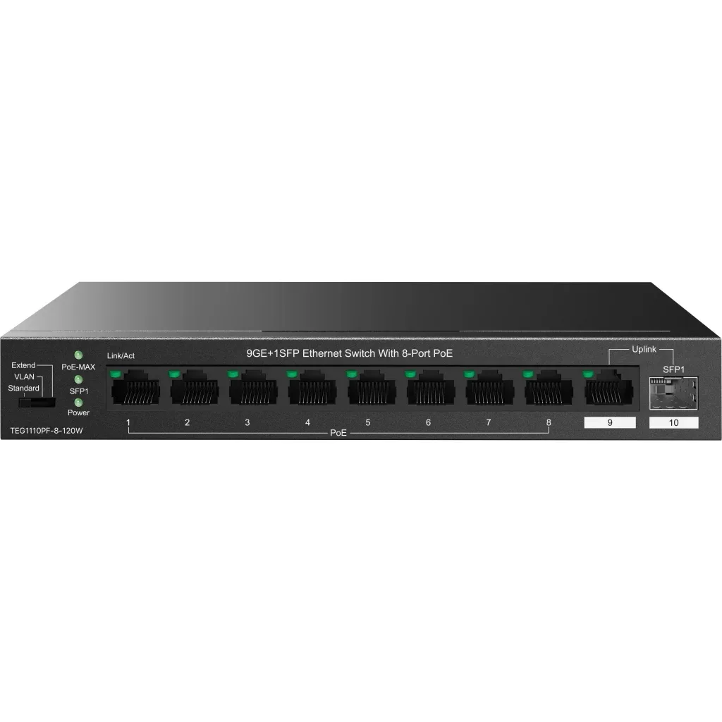 Комутатор мережевий Tenda TEG1110PF-8-120W