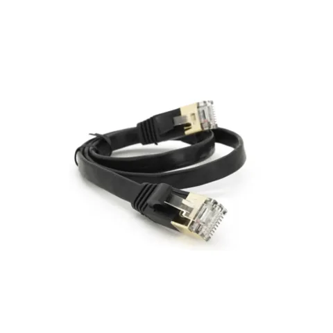 Патч-корд 0.5м UTP cat.7, CU, RJ45, плоский, black Weepda (PCMF-CU7/0.5Bk)