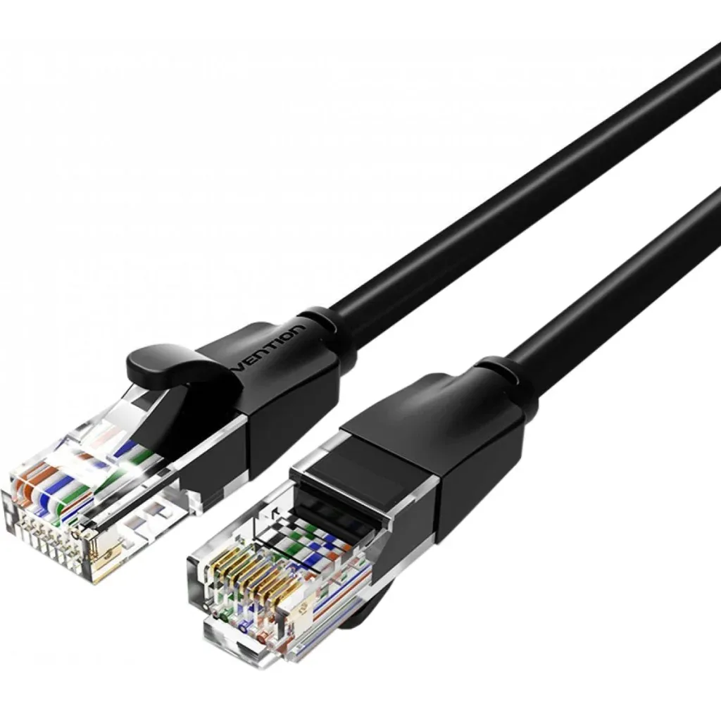 Патч-корд 1.5m UTP cat 6 RJ-45 flat black Vention (IBJBG)