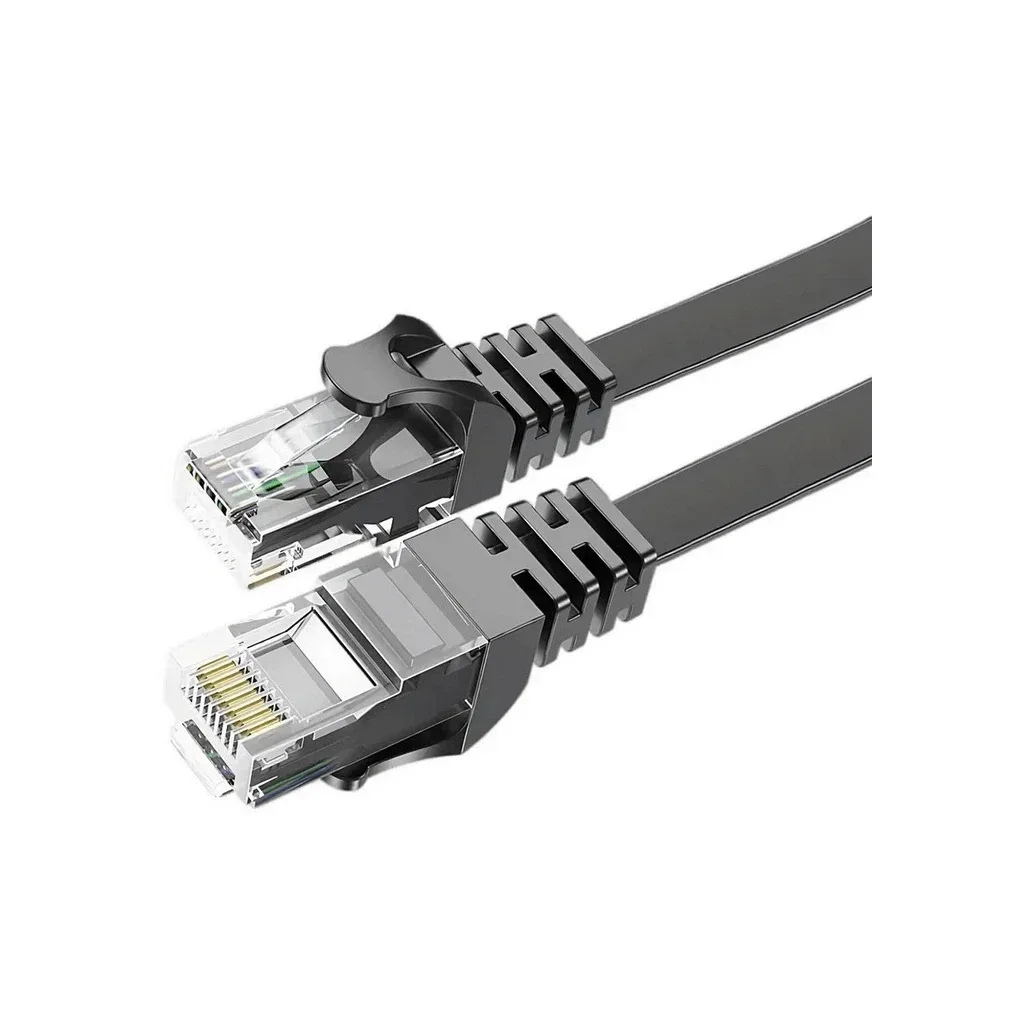 Патч-корд 15м UTP cat 6 RJ45 TopSpeed Ethernet Flat Cable Black Essager (EXCWXB-JSE01)
