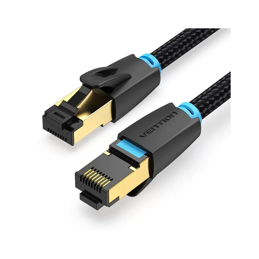 Патч-корд 1m S/FTP cat 8 RJ-45 COPPER black Vention (IKGBF)
