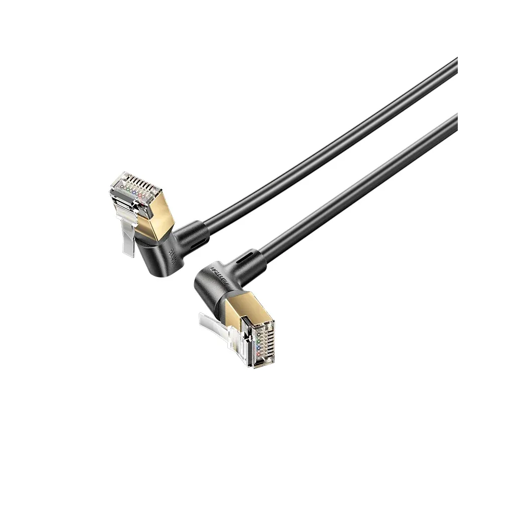 Патч-корд 1m STP cat 8 RJ-45 90° corner black Vention (IKLBF)