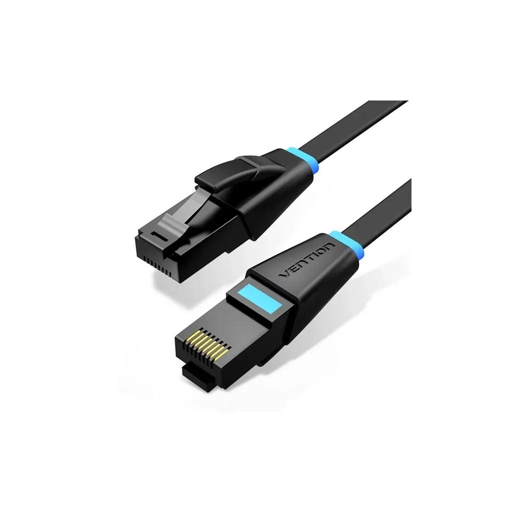 Патч-корд 1m UTP cat 6 RJ-45 flat black Vention (IBJBF)