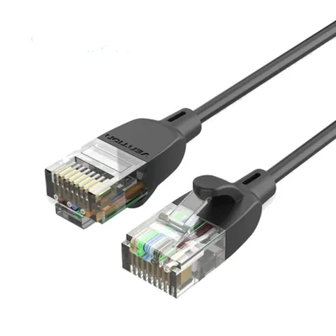 Патч-корд 1m UTP cat 6A RJ-45 slim black Vention (IBIBF)