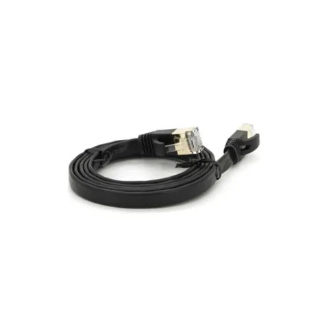 Патч-корд 1м UTP cat.7, CU, RJ45, плоский, black Weepda (PCMF-CU7/1.0Bk)