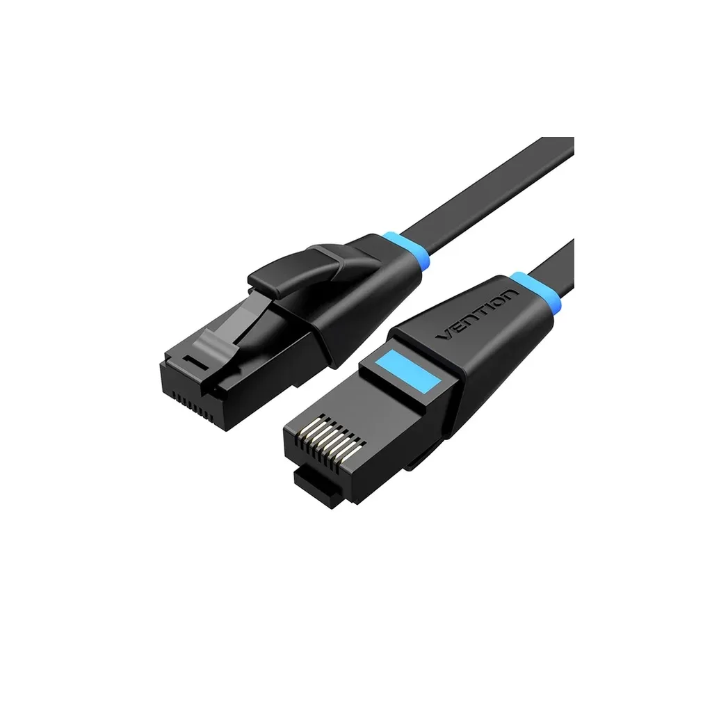 Патч-корд 2m UTP cat 6 RJ-45 flat black Vention (IBJBH)