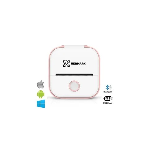 Принтер чеків UKRMARK P02PK Bluetooth, біло-рожевий (900888)