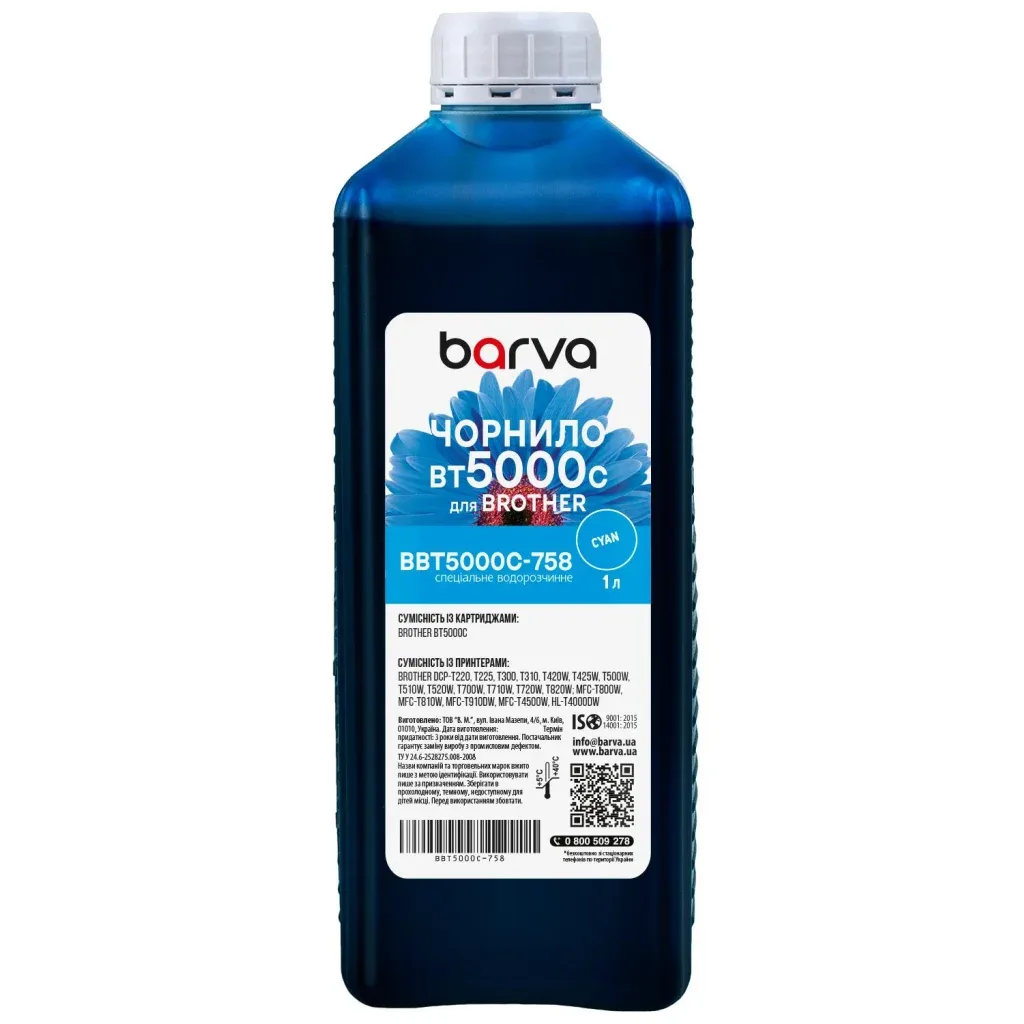 Чорнило Barva Brother BT5000C 1 л (BBT5000C-758)