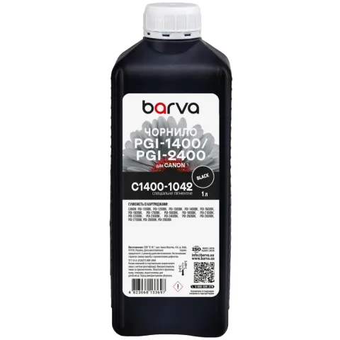 Чорнило Barva Canon PGI-1400/PGI-2400 1 л, special pigment, black (C1400-1042)