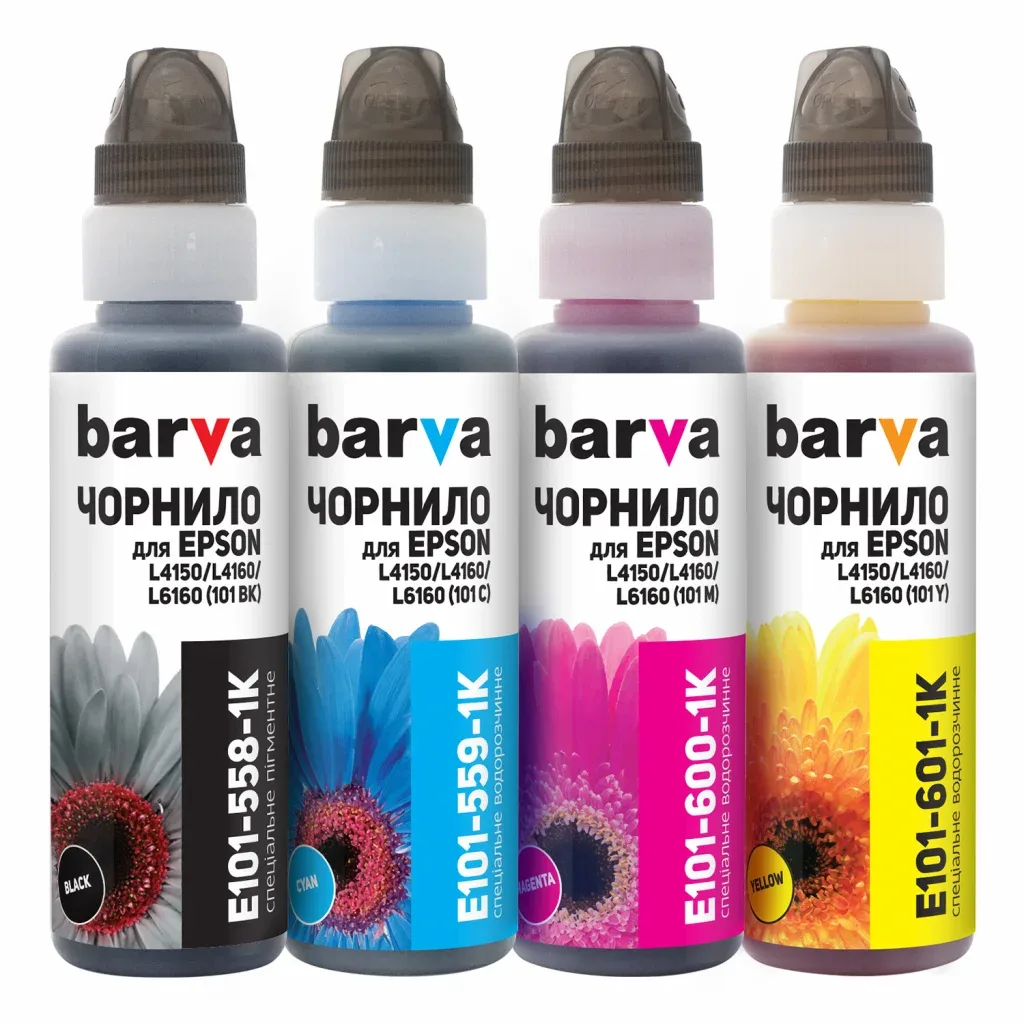 Чорнило Barva EPSON L4150/L4160 (101) B/C/M/Y 4х100 мл OneKey (E101-1K-MP)