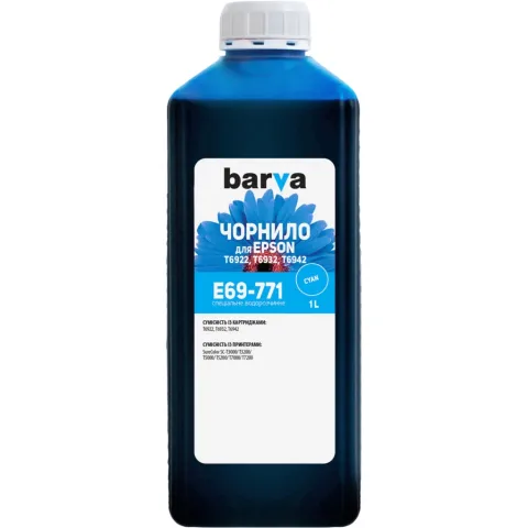 Чорнило Barva Epson T69, 1L, water, Cyan (E69-771)